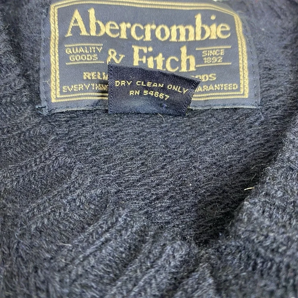 vintage abercrombie and fitch Sweater Men's Sz XL Lambswool Blend Navy‎ V Neck
